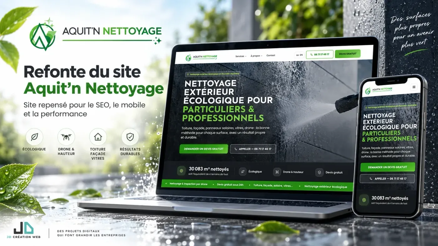Aperçu du projet Refonte d'Aquit'n Nettoyage : un site Astro plus rapide et pensé pour le SEO
