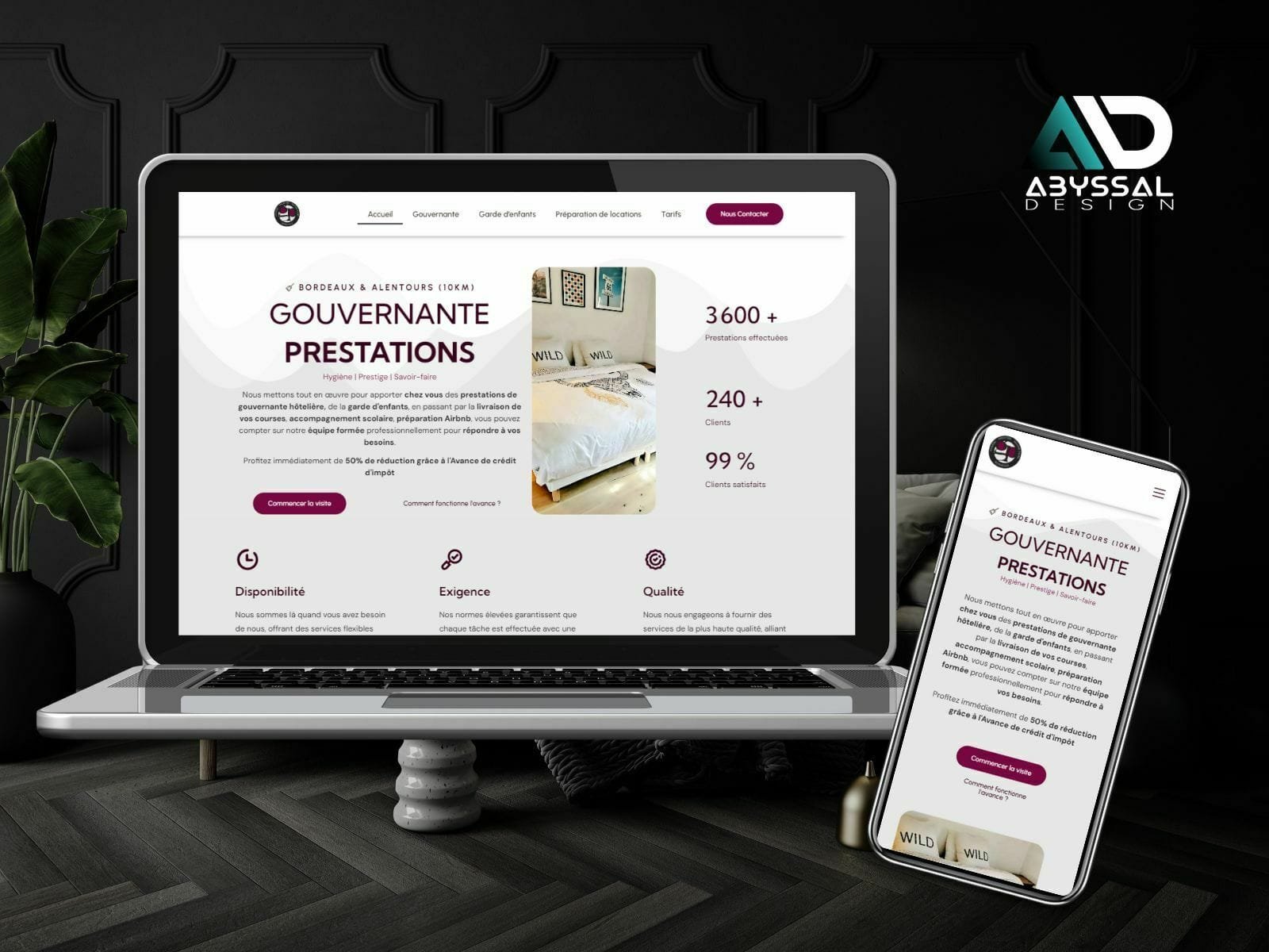 Conception du site Gouvernante Prestations